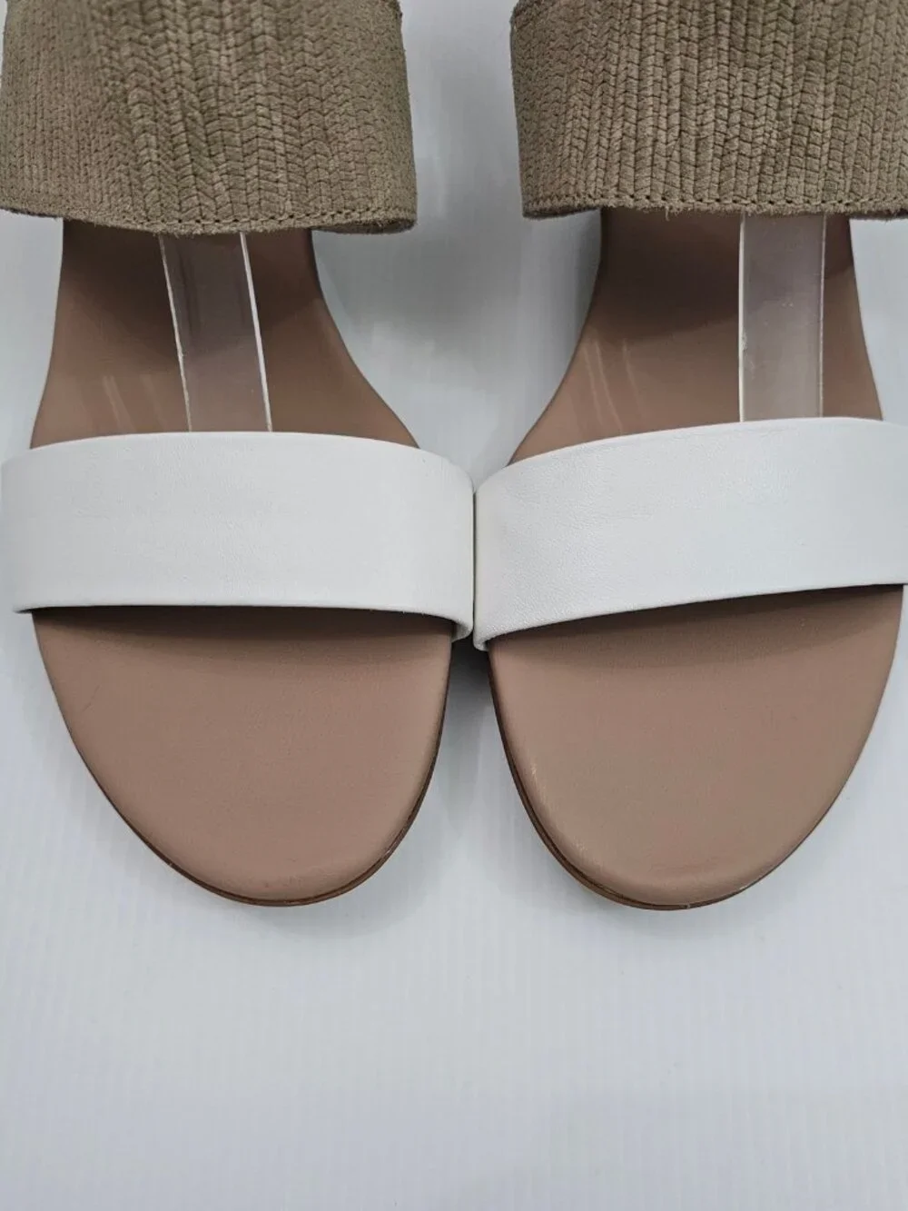 Munro Livia Slingback Sandals Womens 11.5 White Tan Leather Kitten Heel Comfort